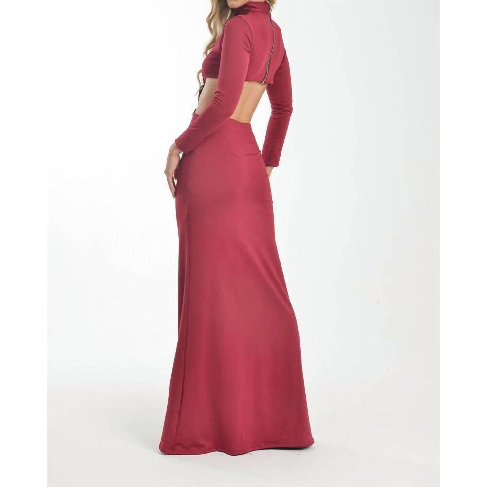 NEW STEFFANY MILANO embellished cut-out maxi dress in deep wine - Picture 5 of 5